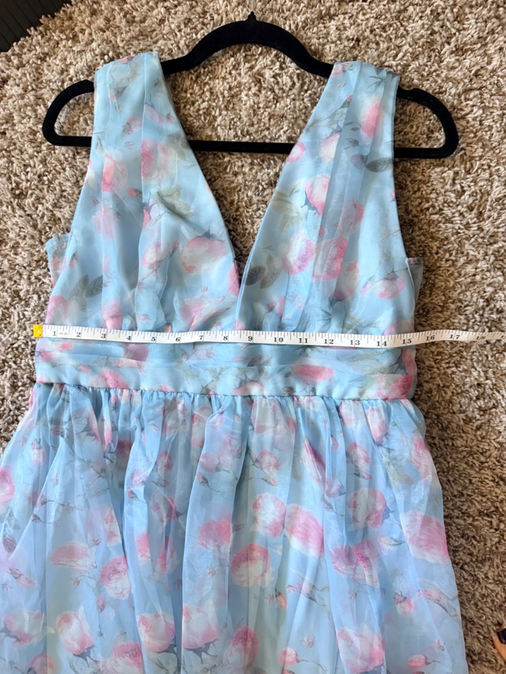 Lulus Garden Romance Light Blue Floral Print Organza Maxi Dress - Size XL - Picture 6 of 6